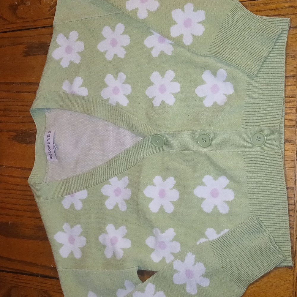 Pastel Green Floral Cardigan